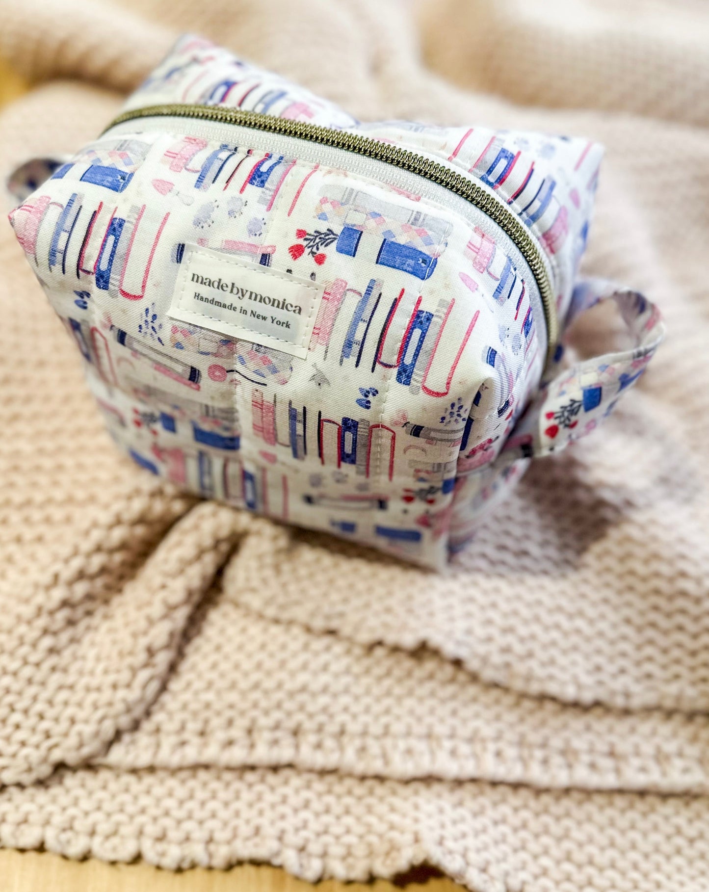 The Bookish Stack Quilted Makeup Bag Mini