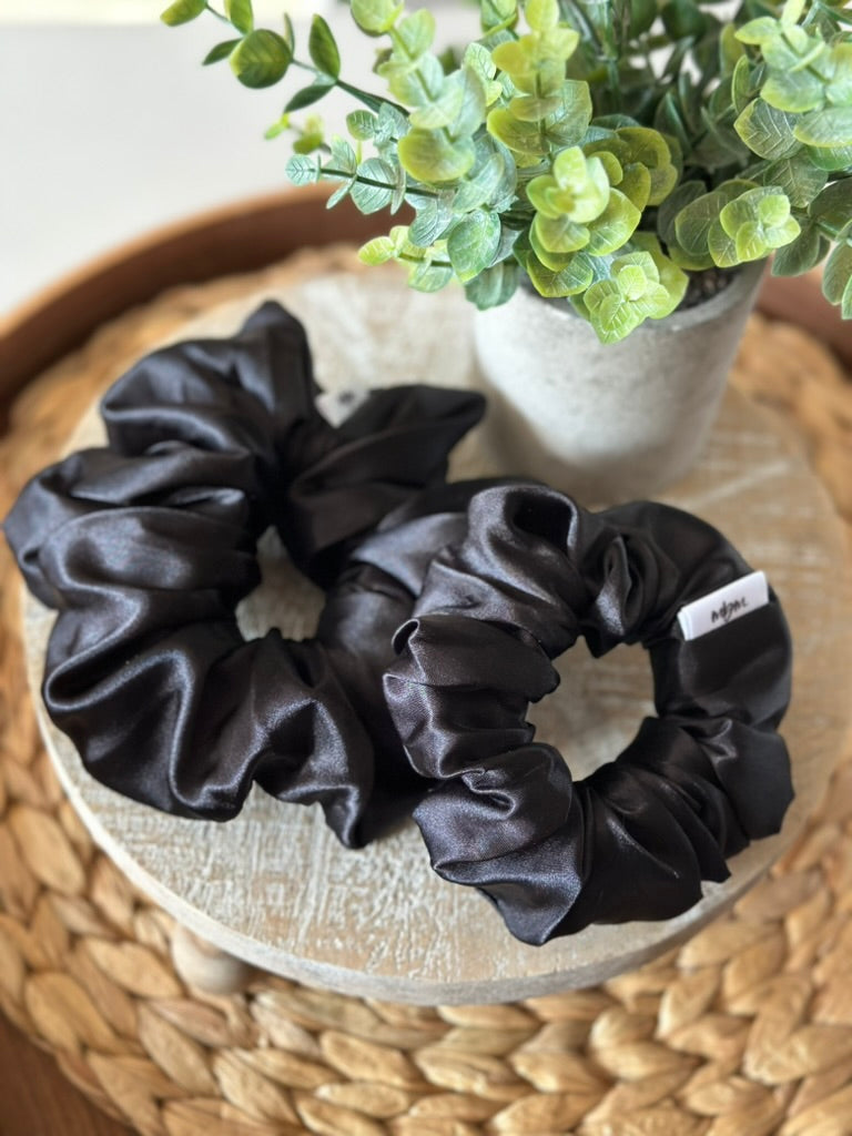 XL Satin WIDE-ELASTIC Scrunchie - Black