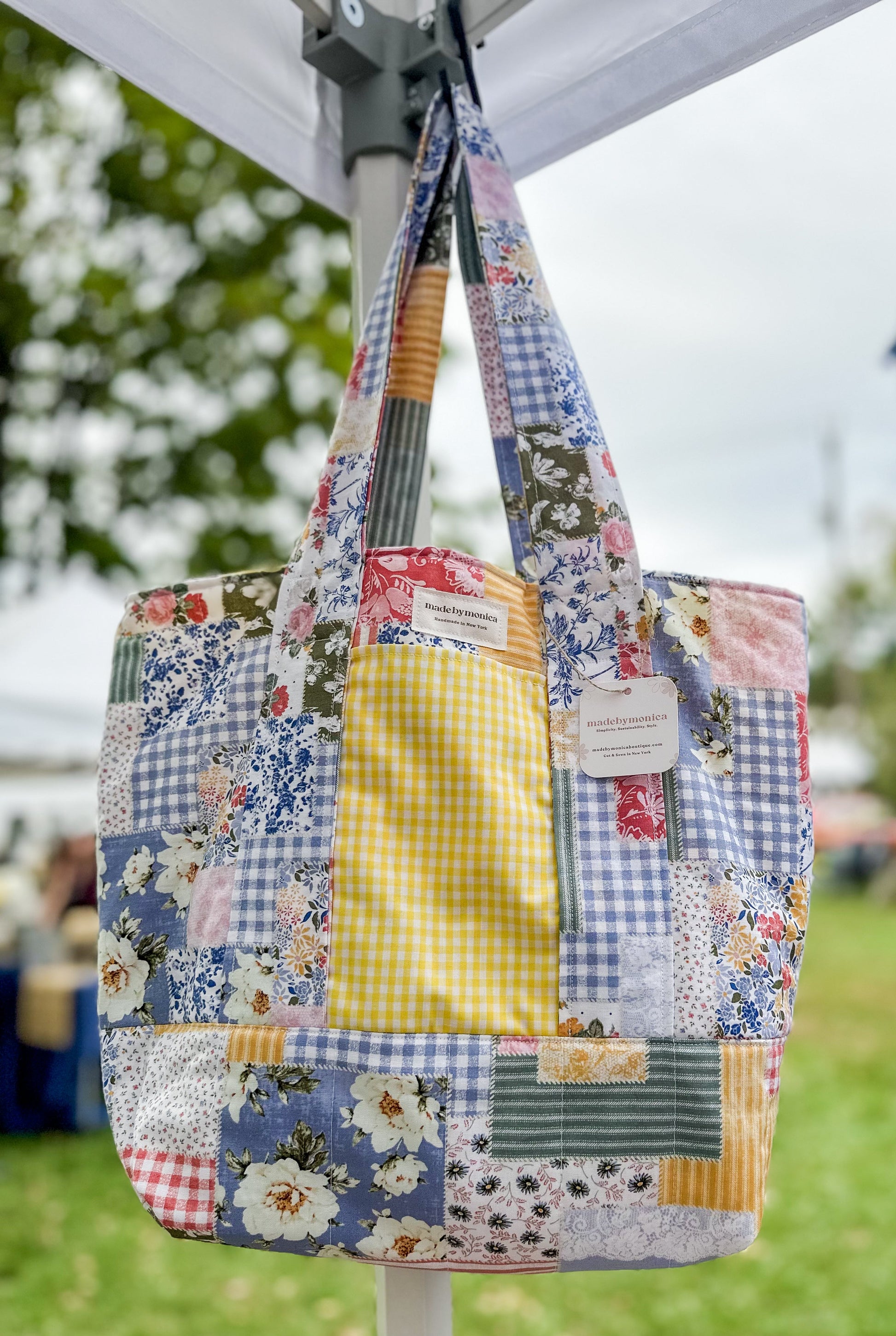 The Petal & Plaid Quilted Tote Bag