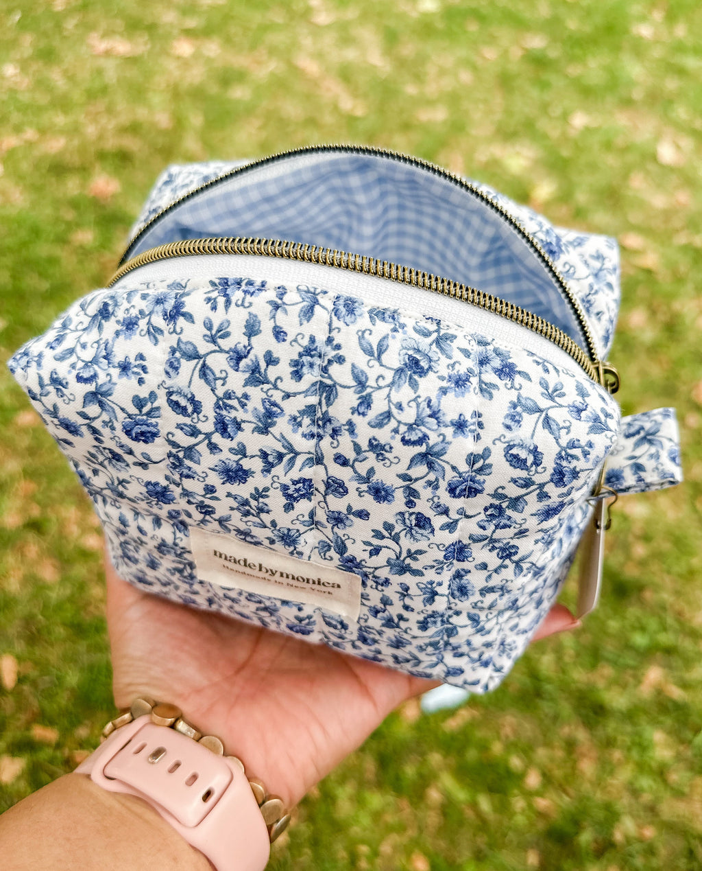 The Porcelain Petals Quilted Makeup Bag Mini