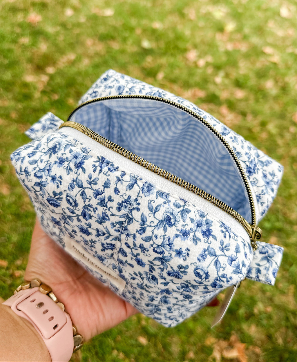 The Porcelain Petals Quilted Makeup Bag Mini