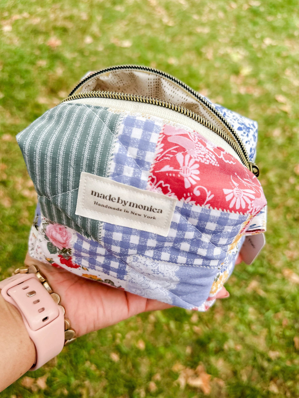 handmade Patchwork makeup bag mini pouch 