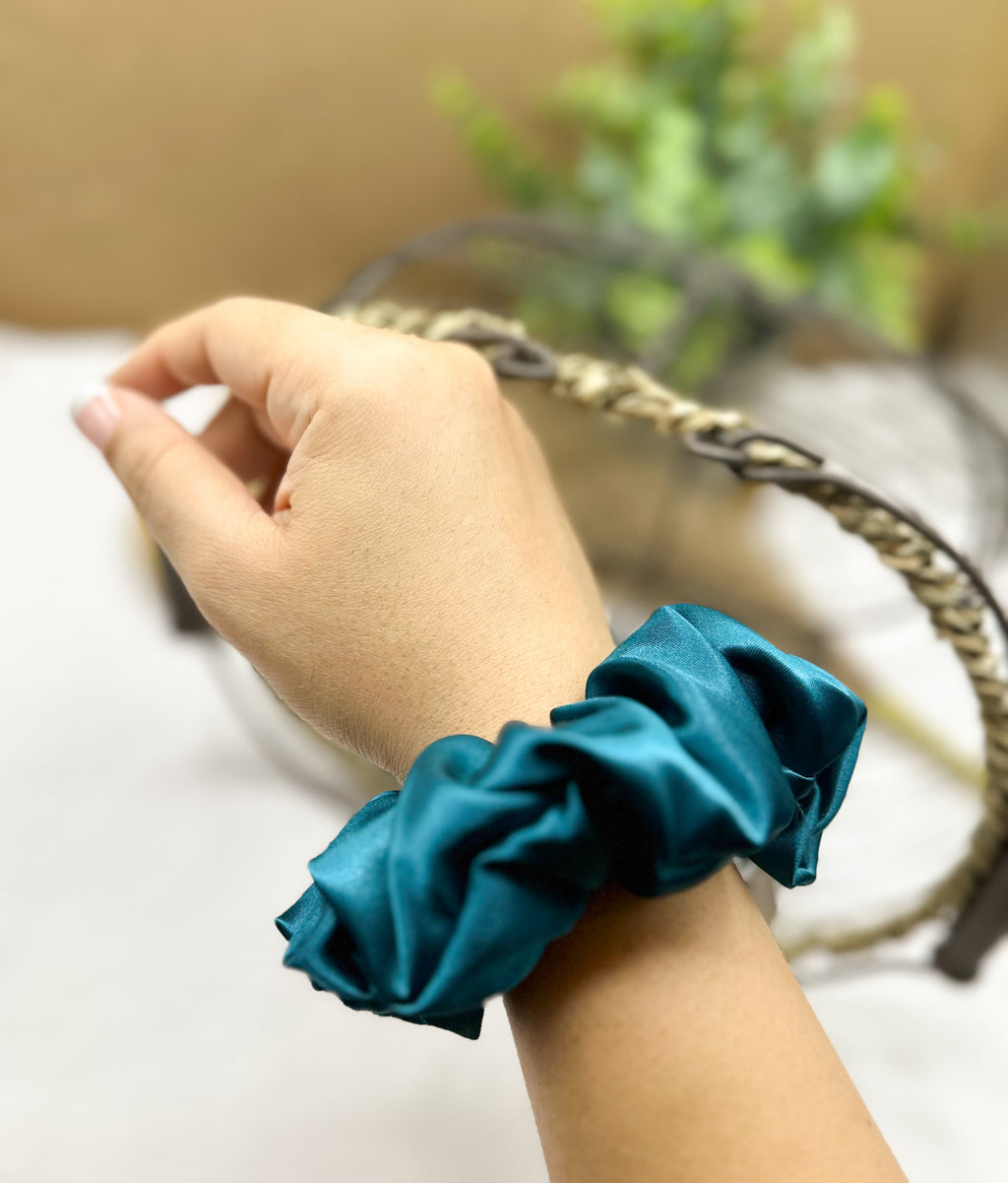 Satin WIDE-ELASTIC Scrunchie - Teal