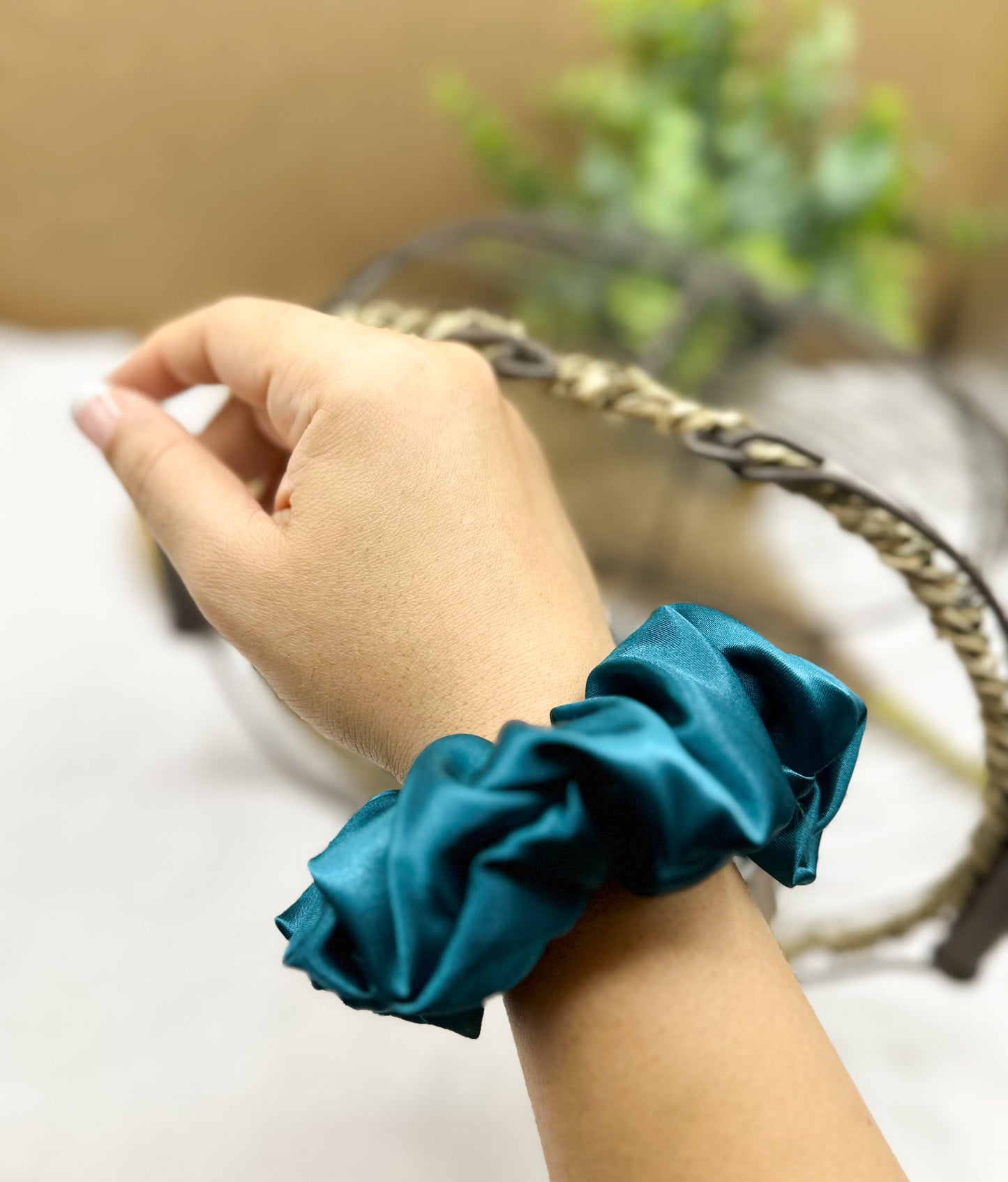 Satin WIDE-ELASTIC Scrunchie - Teal
