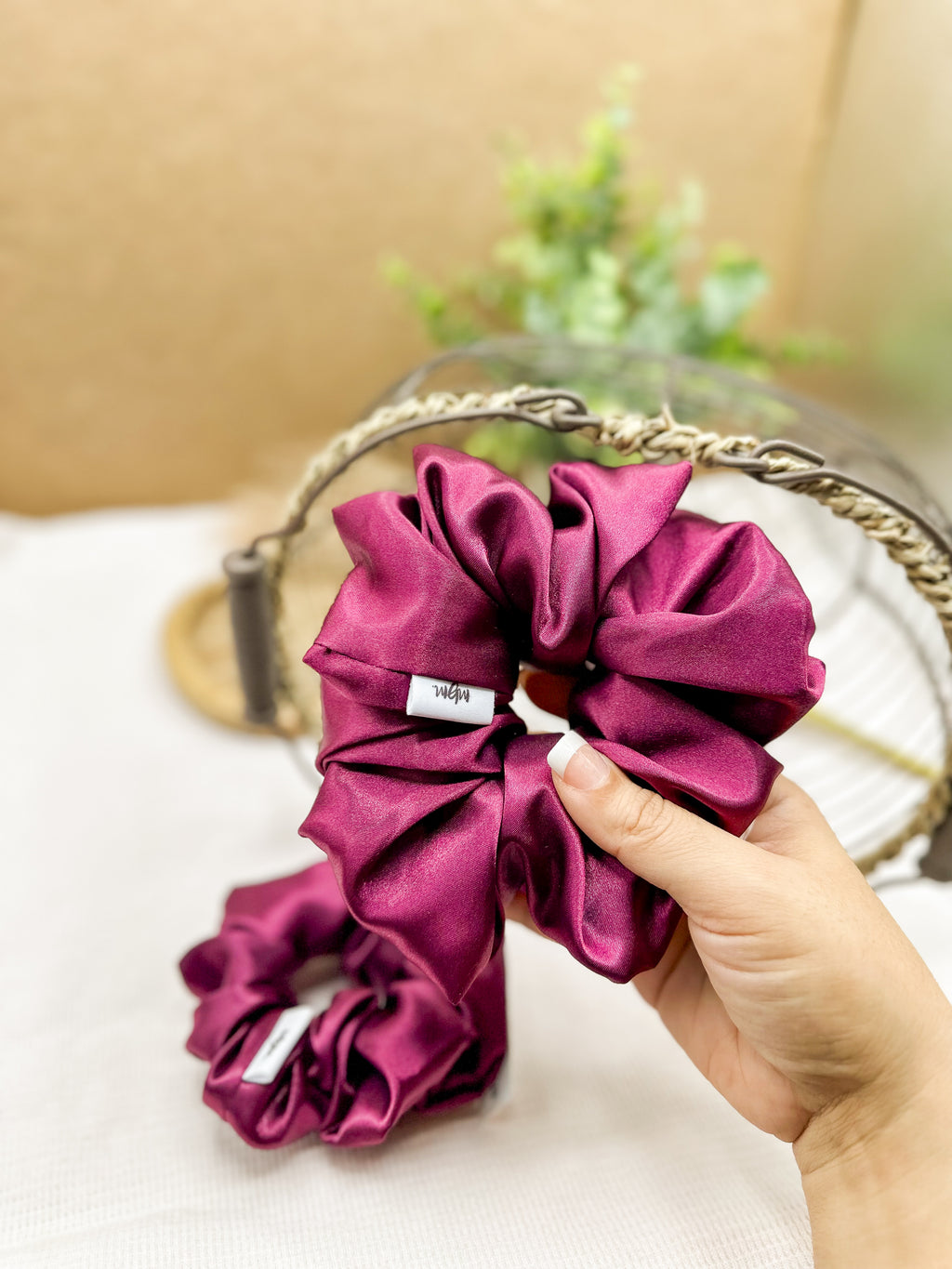 XL Satin WIDE-ELASTIC Scrunchie - Maroon