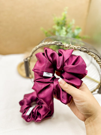 XL Satin WIDE-ELASTIC Scrunchie - Maroon