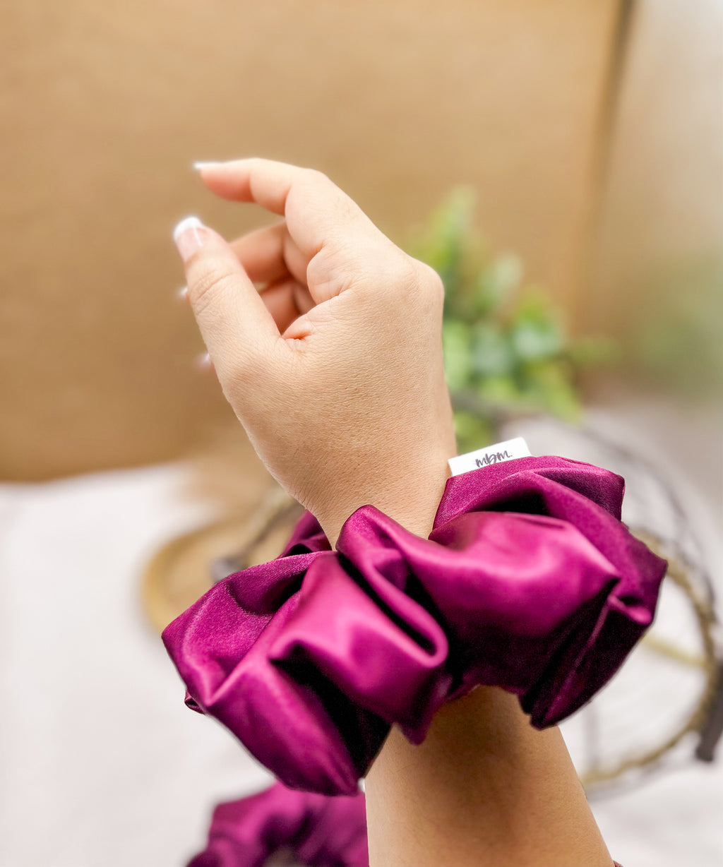XL Satin WIDE-ELASTIC Scrunchie - Maroon