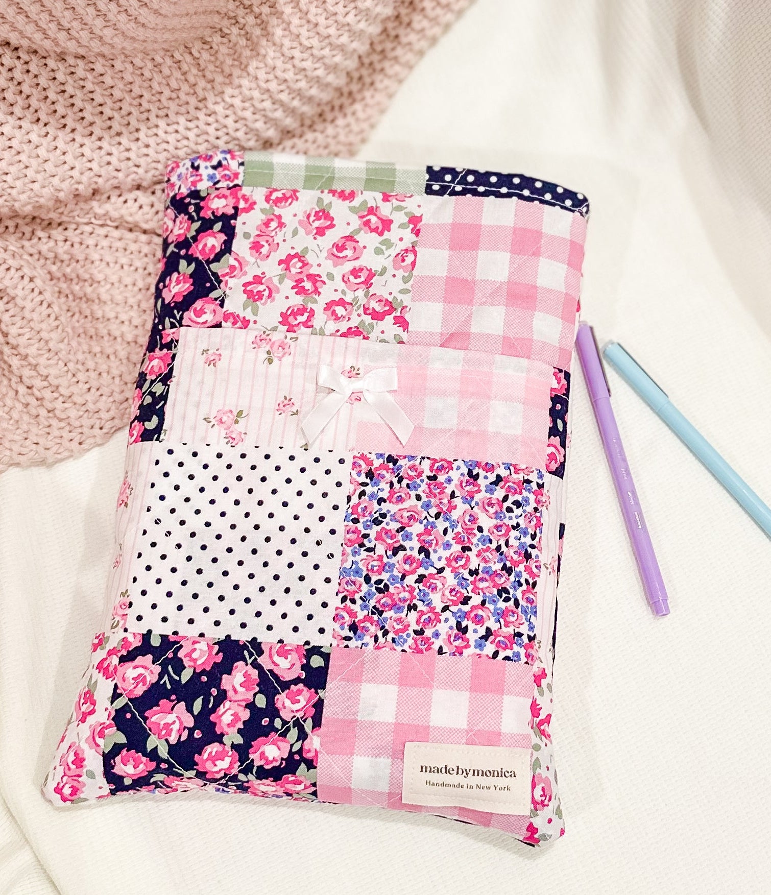 The Patch Me Pretty Large Quilted Book Sleeve