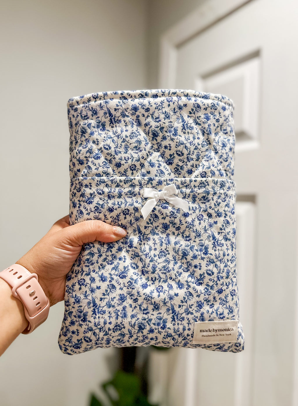 The Porcelain Petals Large Quilted Book Sleeve