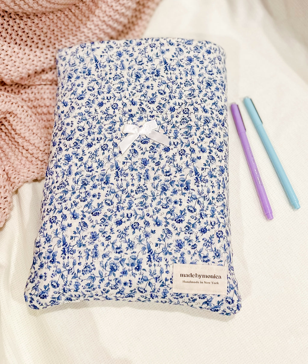 The Porcelain Petals Large Quilted Book Sleeve