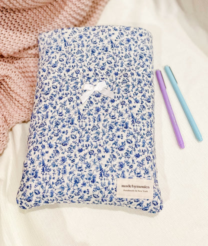 The Porcelain Petals Large Quilted Book Sleeve