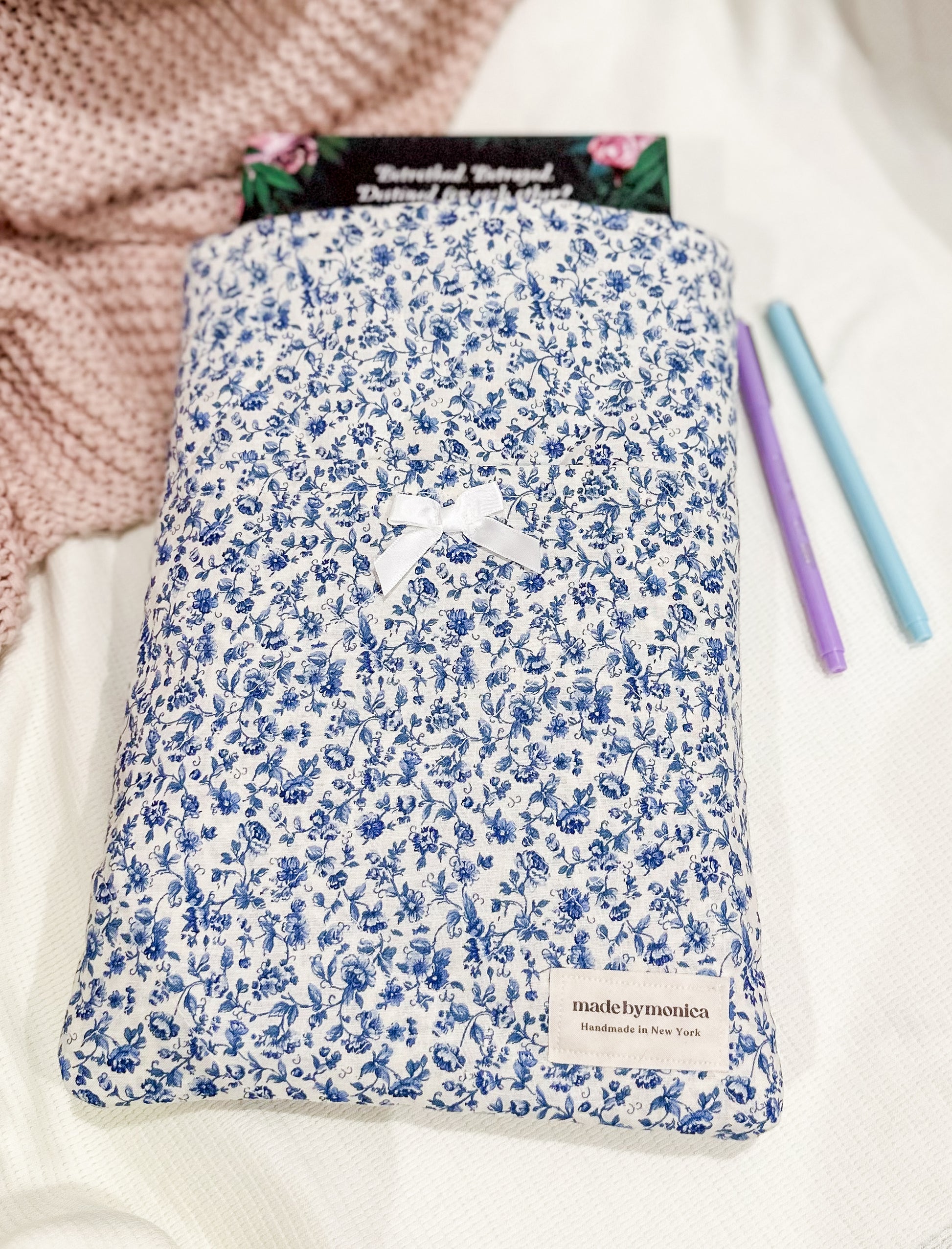 The Porcelain Petals Large Quilted Book Sleeve