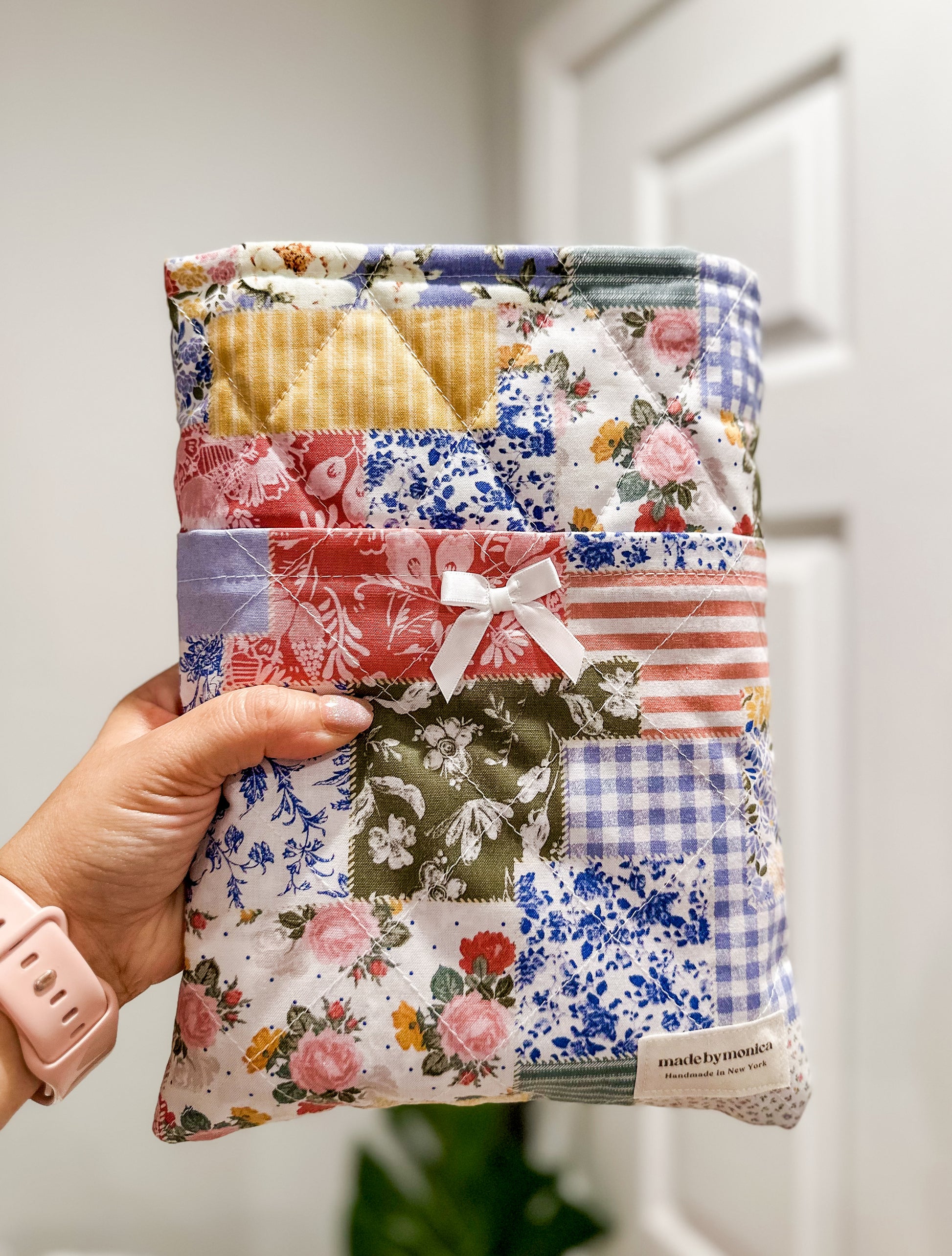 The Petal & Plaid Large Quilted Book Sleeve