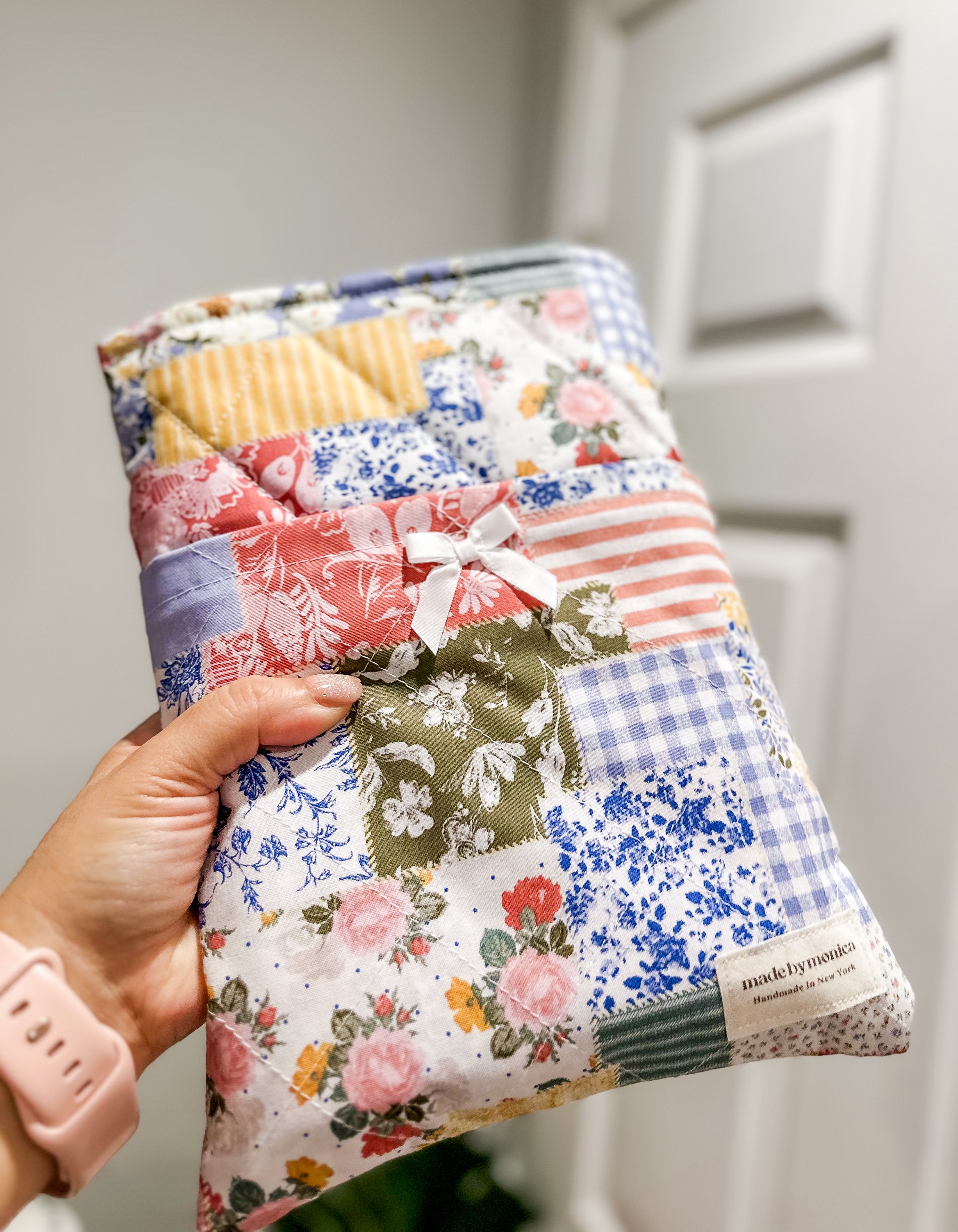 The Petal & Plaid Large Quilted Book Sleeve