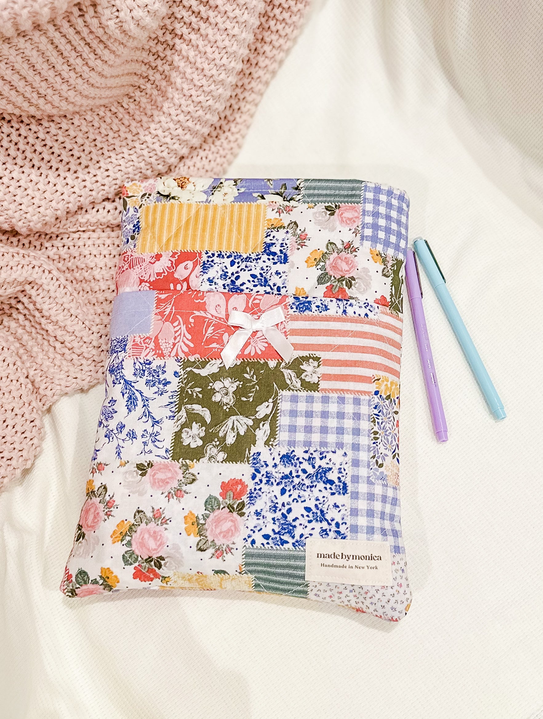 The Petal & Plaid Large Quilted Book Sleeve