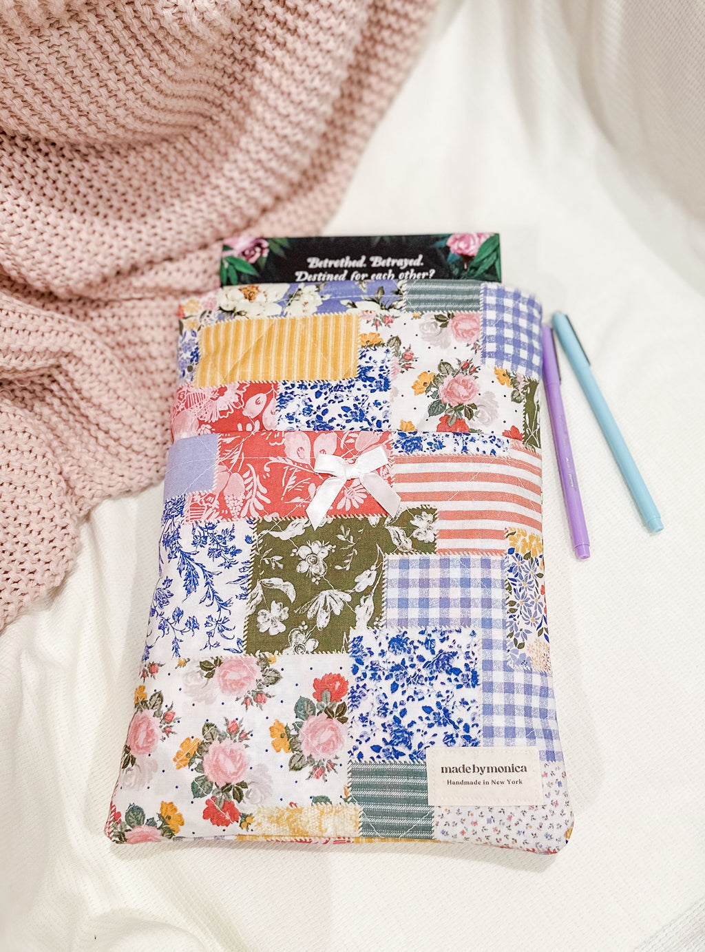 The Petal & Plaid Large Quilted Book Sleeve
