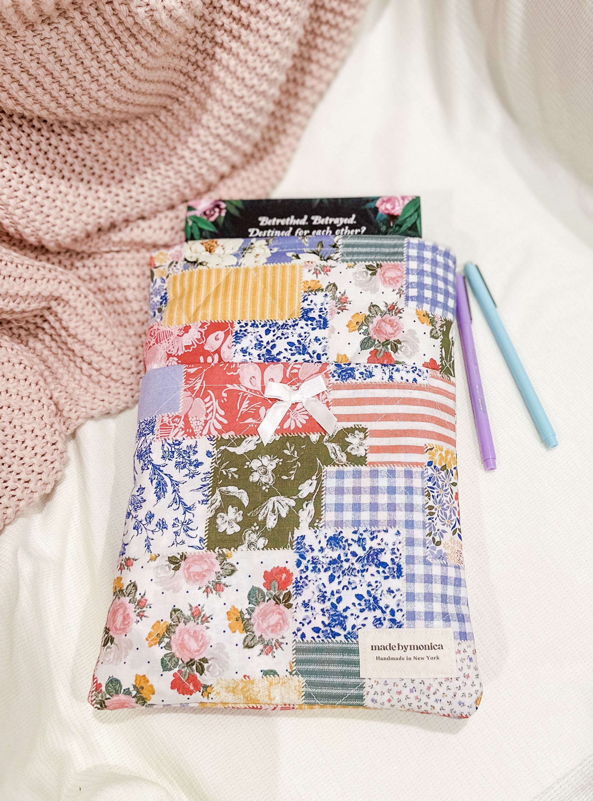 The Petal & Plaid Large Quilted Book Sleeve