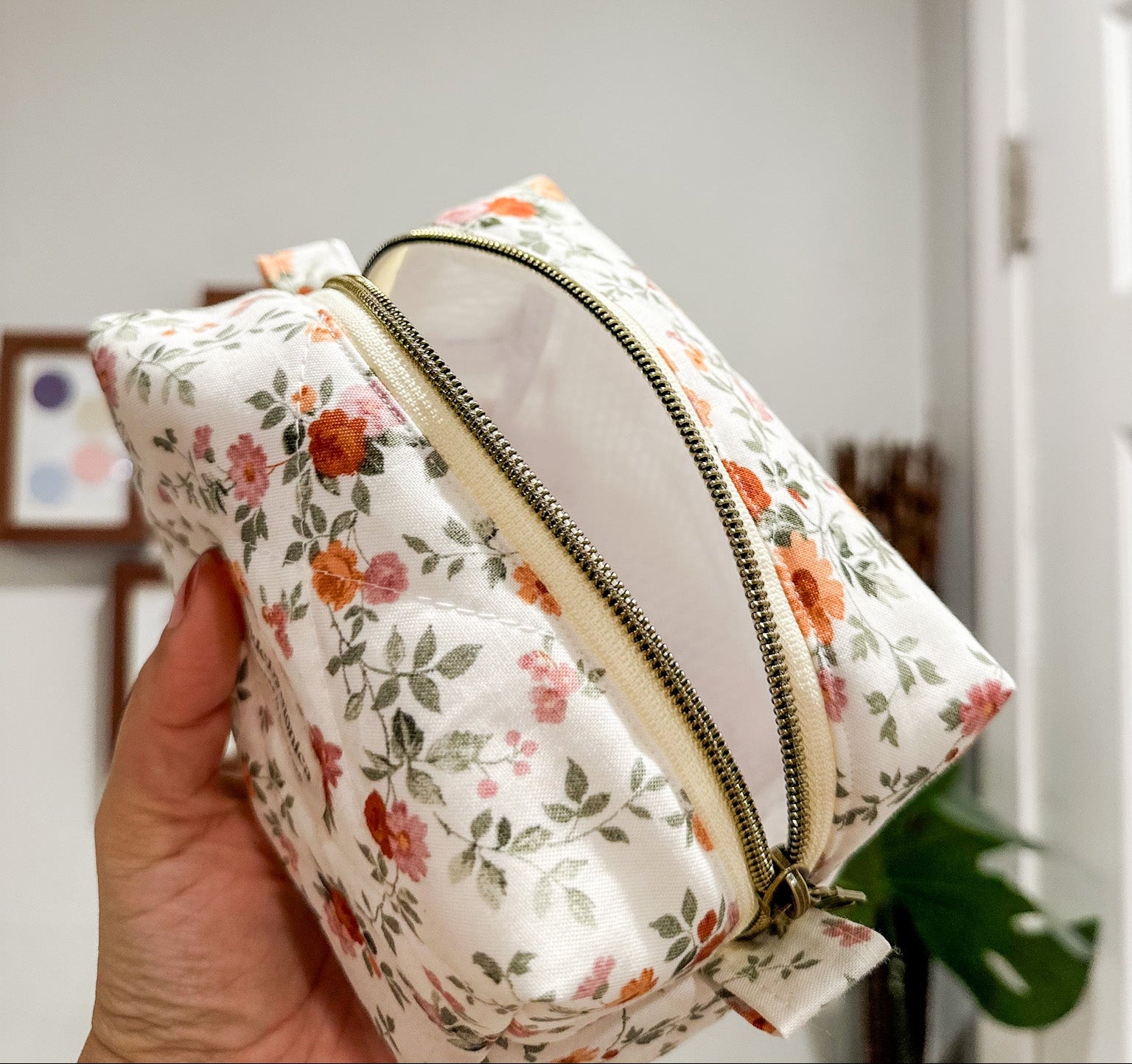 The Cream & Crimson Quilted Makeup Bag Mini