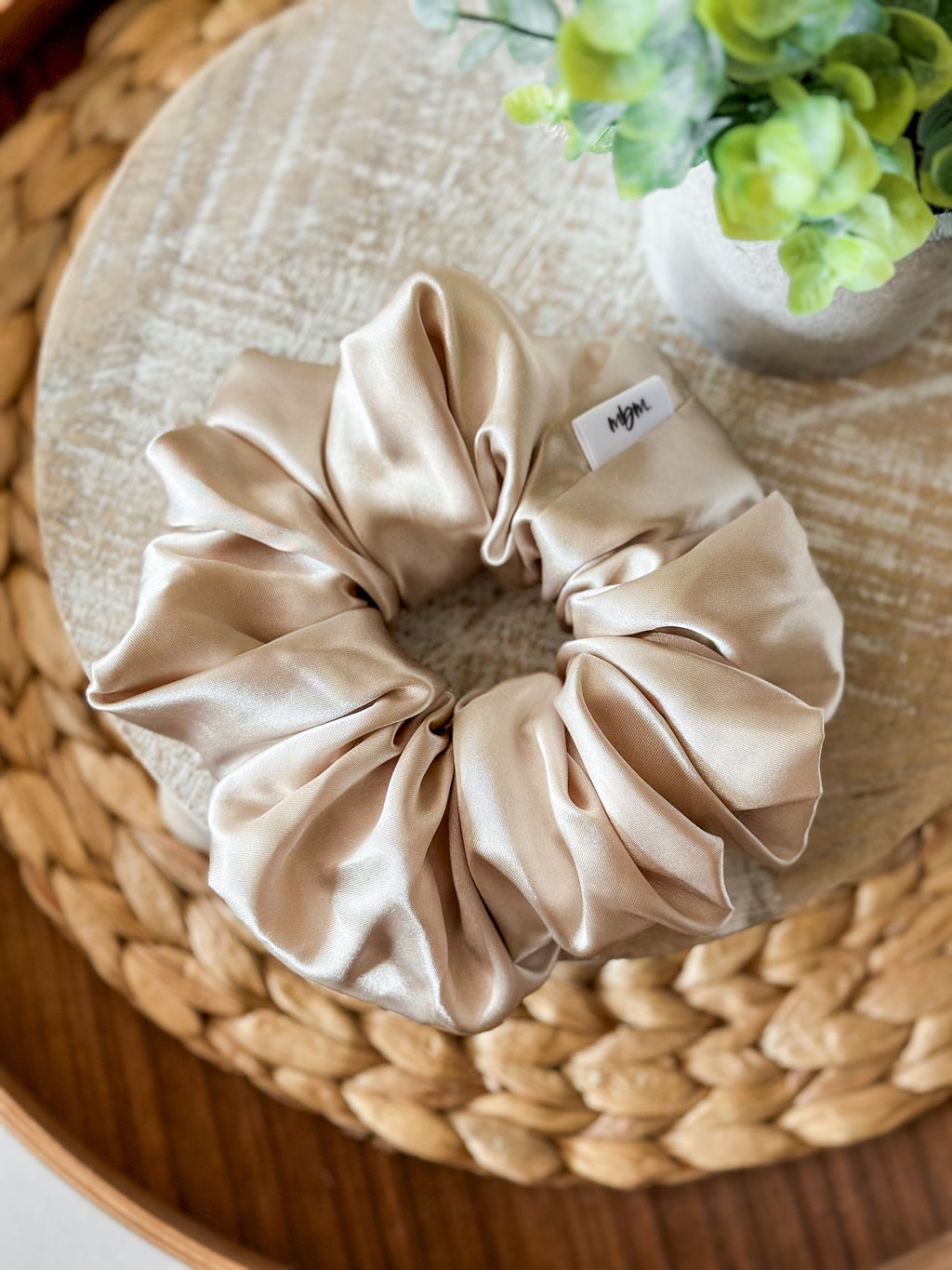 XL Satin WIDE-ELASTIC Scrunchie - Champagne