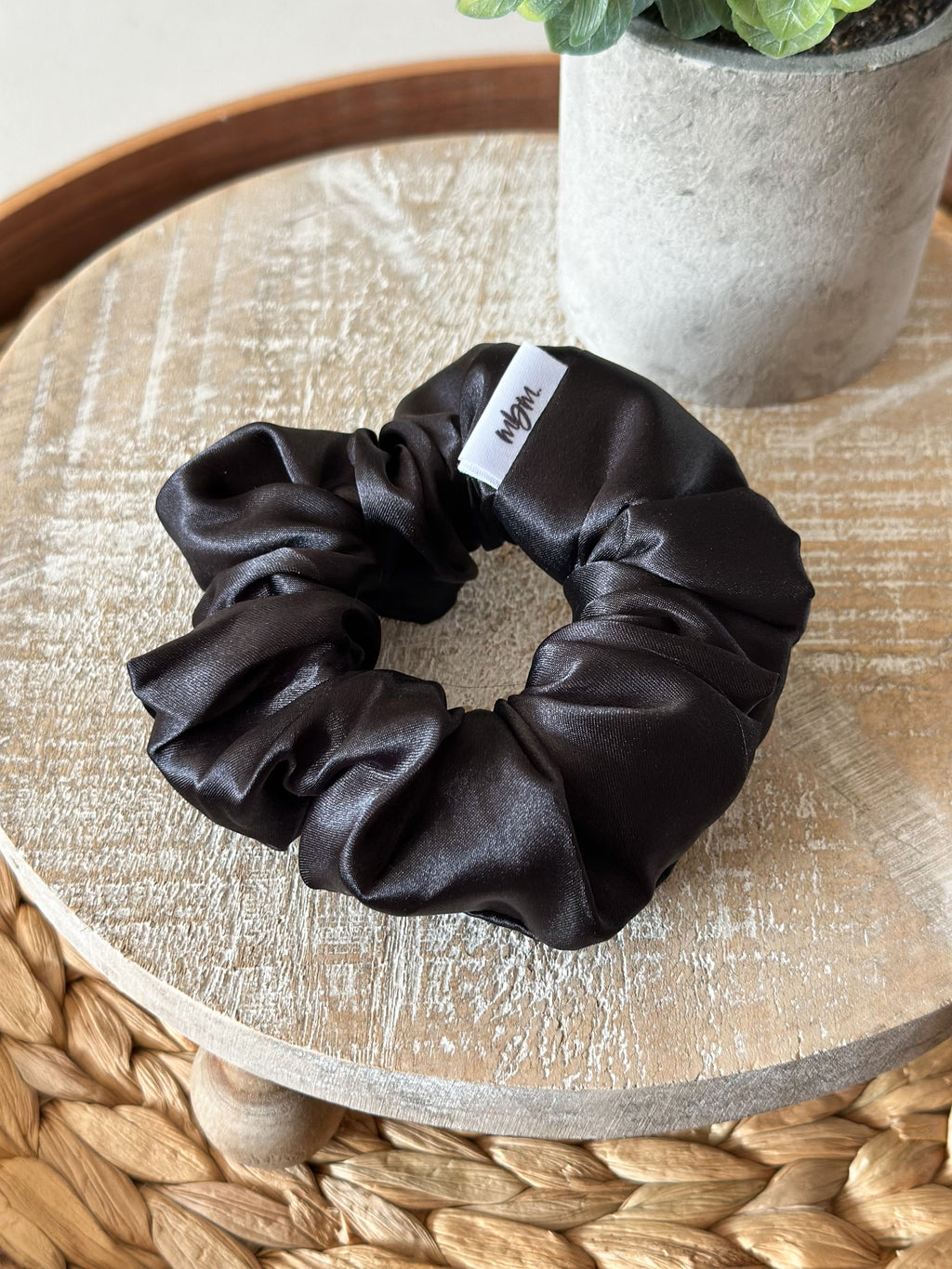 Satin WIDE-ELASTIC Scrunchie - Black