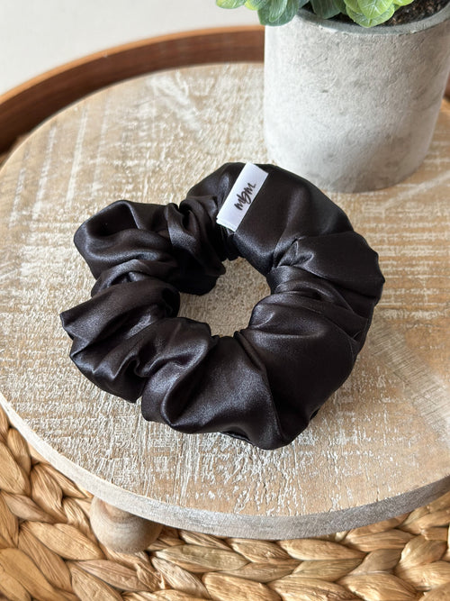 Satin WIDE-ELASTIC Scrunchie - Black