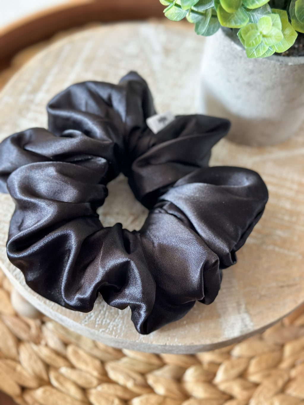 XL Satin WIDE-ELASTIC Scrunchie - Black