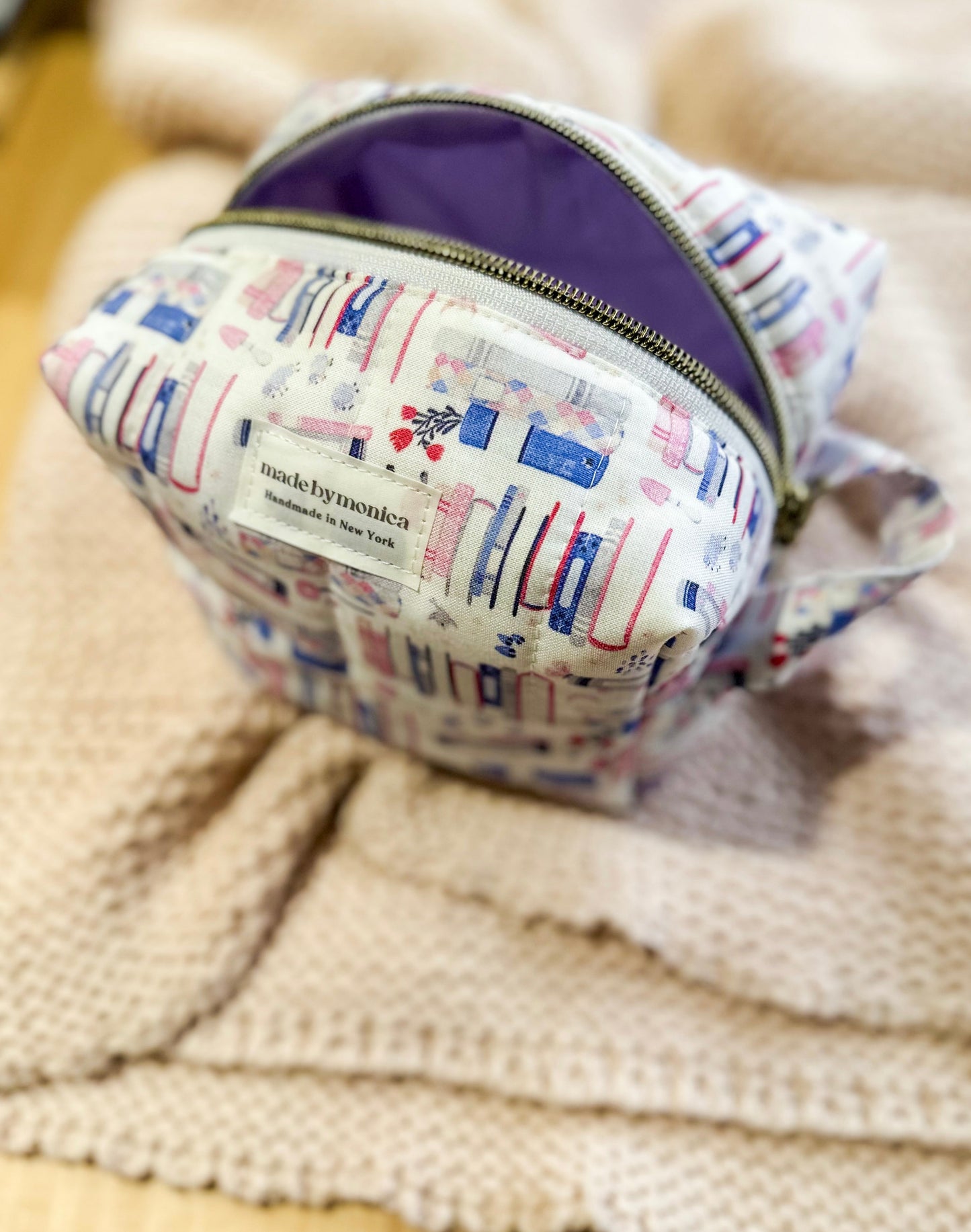 The Bookish Stack Quilted Makeup Bag Mini